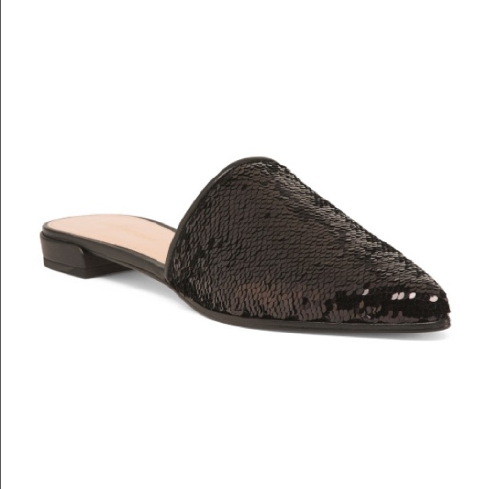 Stuart Weitzman, The Carlo Mule, Black Sequins, 9